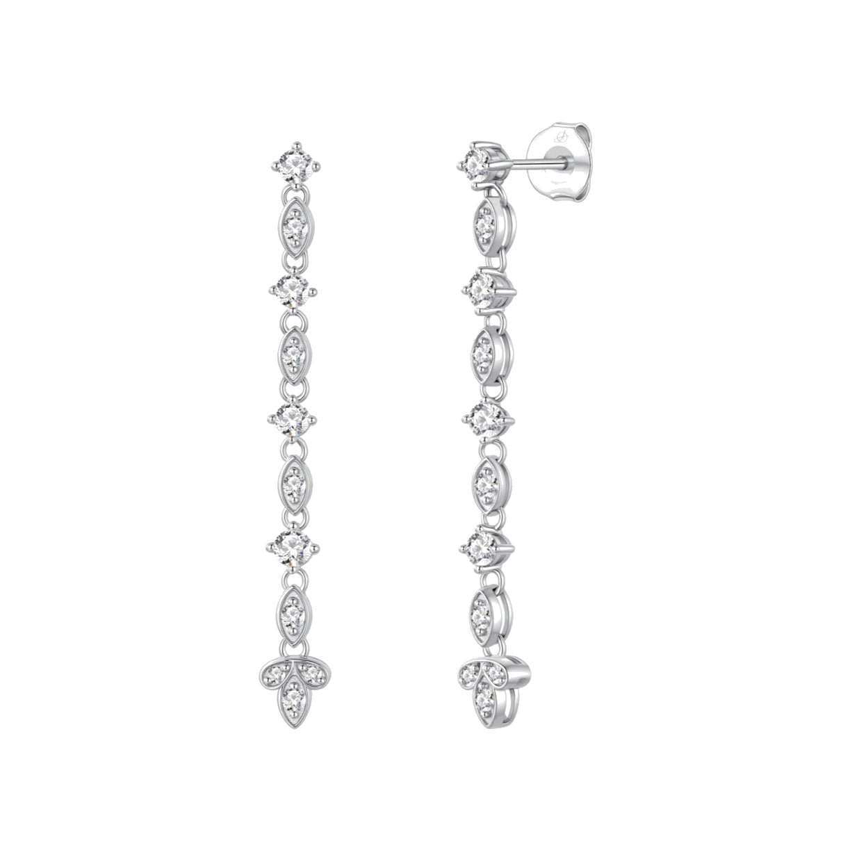 Pendientes nova plata de ley con circonitas blancas, ancho 6 mm, alto 52 mm