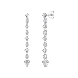 Pendientes nova plata de ley con circonitas blancas, ancho 6 mm, alto 52 mm