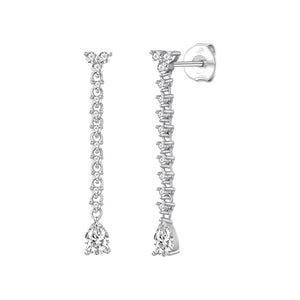 Pendientes brisa plata de ley con circonitas blancas, ancho 5 mm, alto 35 mm