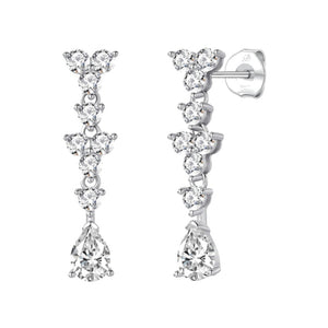 Pendientes atria plata de ley con circonitas blancas, ancho 7 mm, alto 29 mm