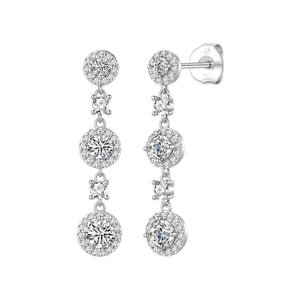Pendientes circular plata de ley con circonitas blancas, ancho 8 mm, alto 35 mm