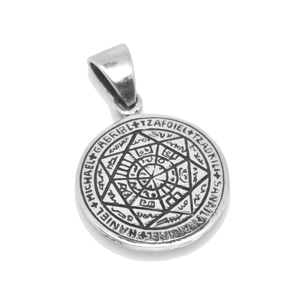 Medalla redonda de los siete arcángeles de plata de ley 925 con el sello grabado, 21 mm de diámetro