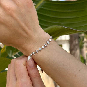 Pulsera de plata de ley 925 con espiga de circonitas talla marquesa