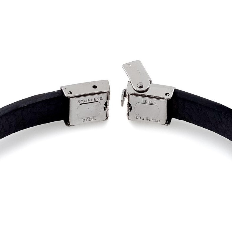 PULSERA DE ACERO Y CAUCHO PARA CABALLERO CON BARRAS DIAGONALES