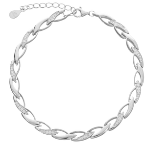Pulsera de plata de ley 925 con motivos de espigas y circonitas