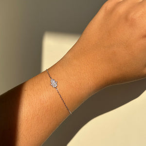 Pulsera mano de Fátima puesta