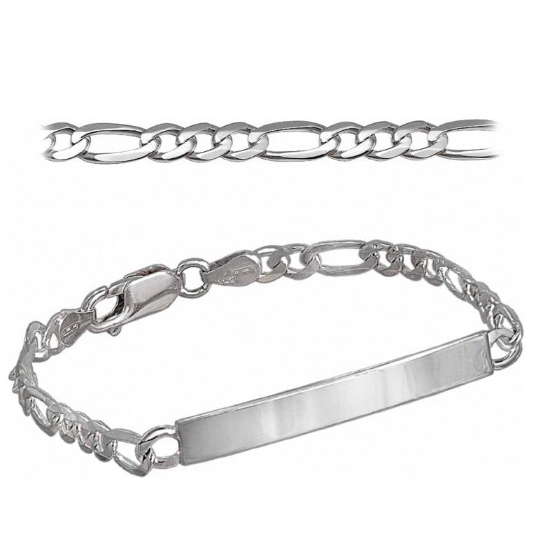 Pulsera de plata 925 cadena 3x1 de 4 mm con placa, 18 cm de largo