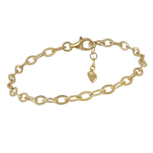 Pulsera de plata fina bañada en oro con eslabones ovalados