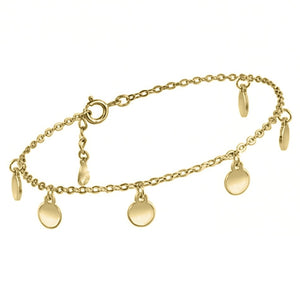 Pulsera de plata fina con colgantes en forma de chapita redonda