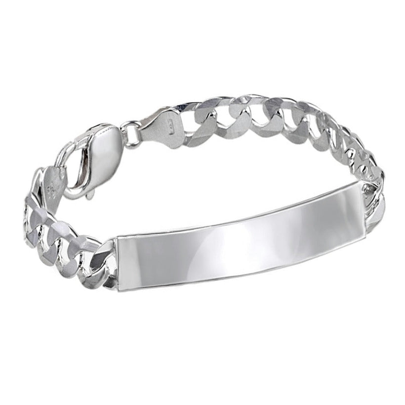 Pulsera esclava de plata de ley con placa de 14x45 mm y 21,5 cm de largo
