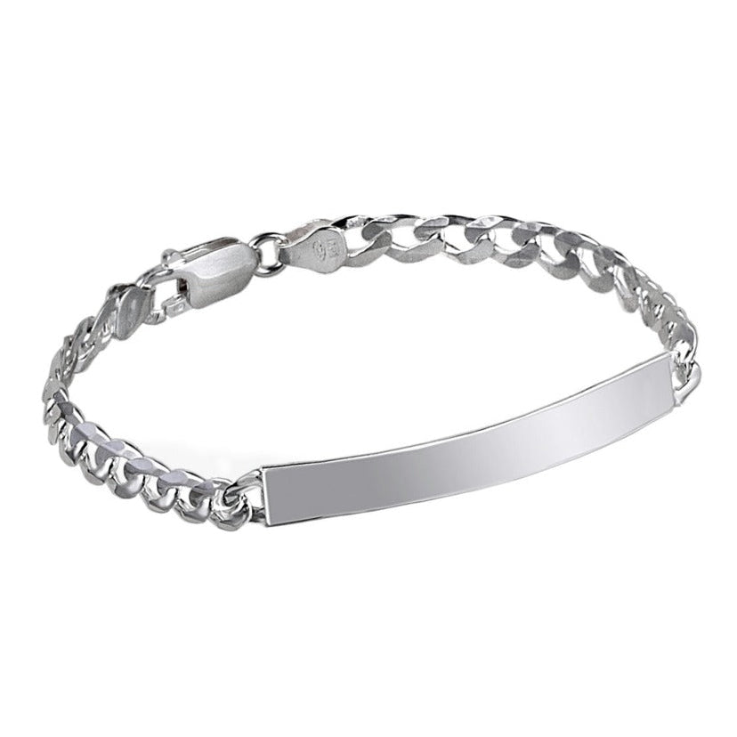 Pulsera con placa de 6x40 mm en plata de ley 925 y 19 cm de largo