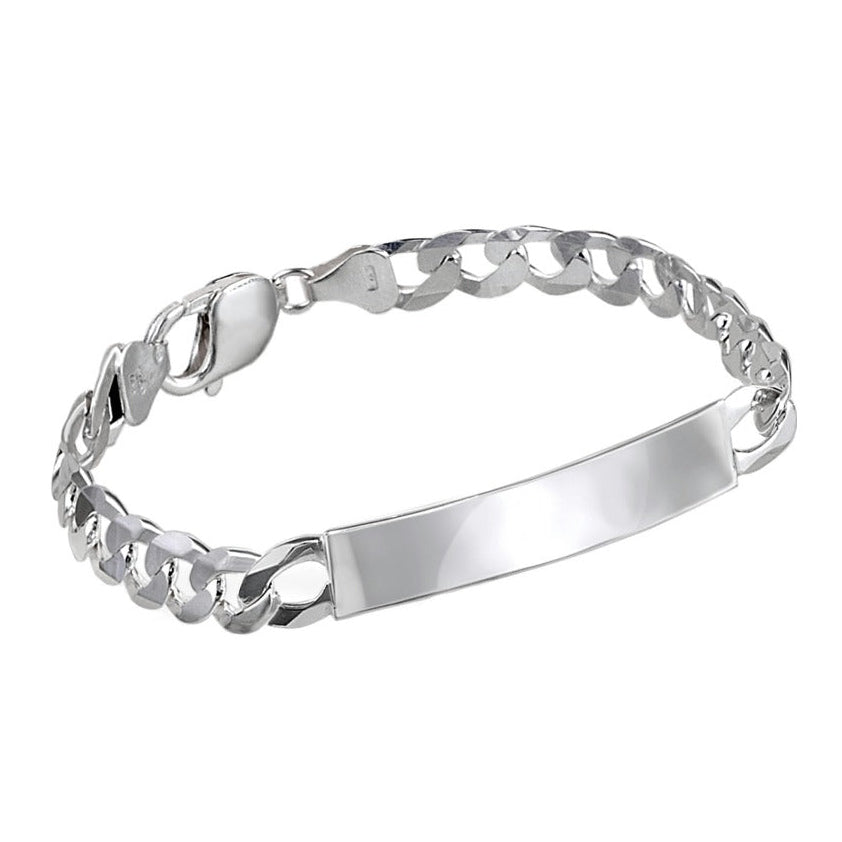 Pulsera barbada de plata 925 con placa de 9x40 mm y 21 cm de largo