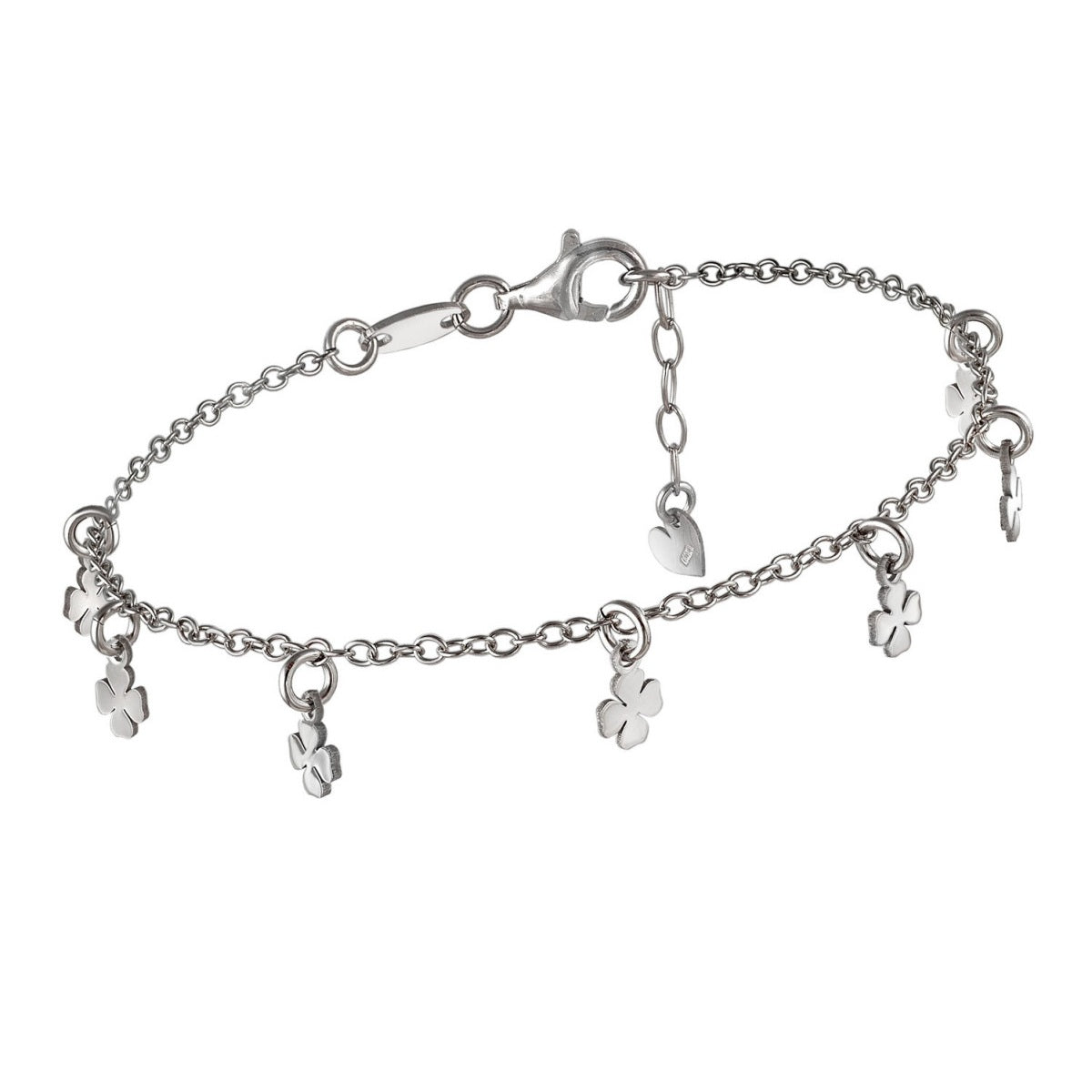 Pulsera de plata fina con colgantes en forma de trébol