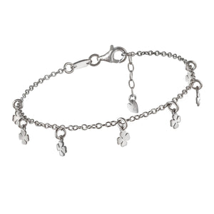 Pulsera de plata fina con colgantes en forma de trébol