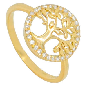 Anillo de oro 18k macizo con árbol de la vida