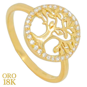 Anillo de oro 18k macizo con árbol de la vida 18k