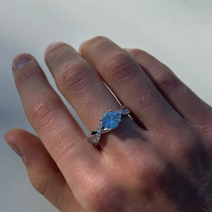 Anillo plata 925 aguamarina trenza dedo