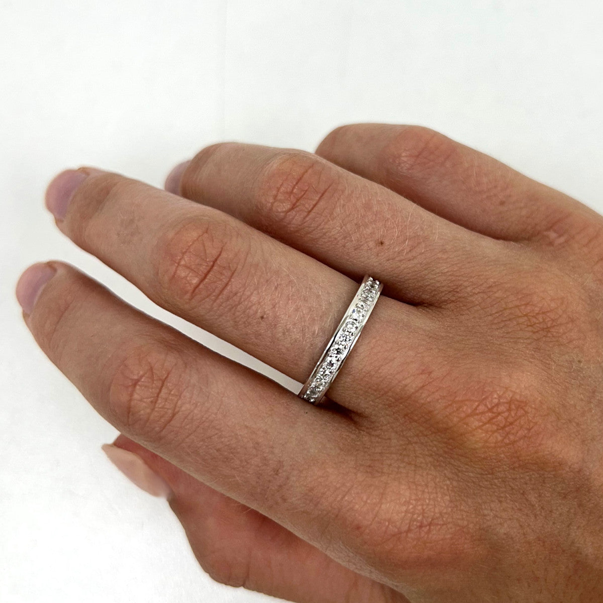 Alianza eternity de plata de ley 925 de 3,40 mm cuajada de circonitas
