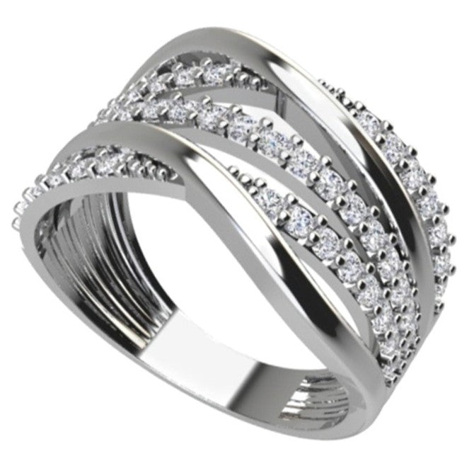 Anillos lineas entrecruzadas ancho plata