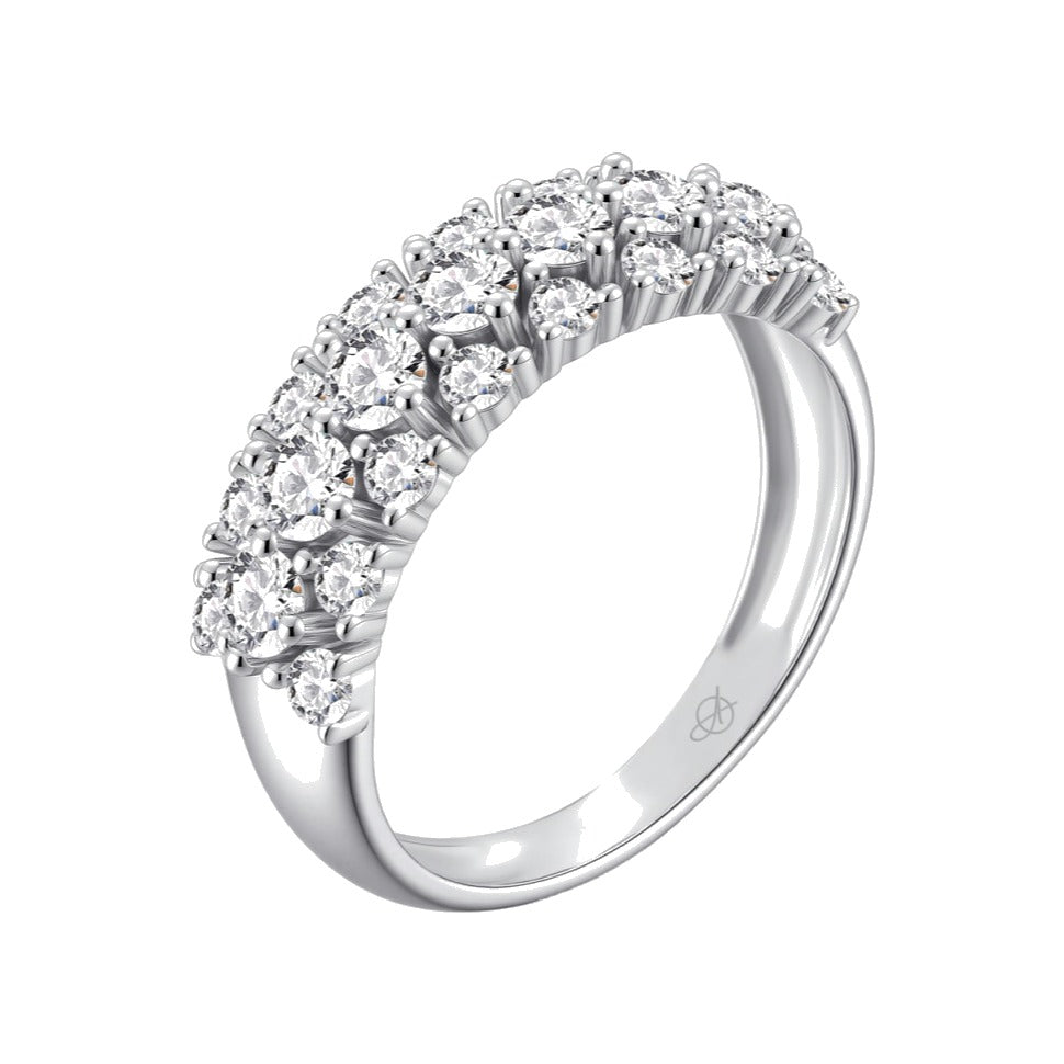 Sortija plata de ley ancha de circonitas, 6,50 mm de ancho