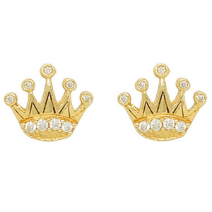 18K PENDIENTES para hombre ORO EN FORMA DE CORONA CON CIRCONITAS