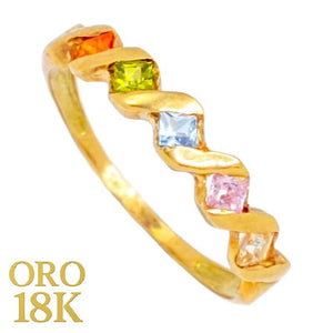 Anillo oro 18K colores circonitas