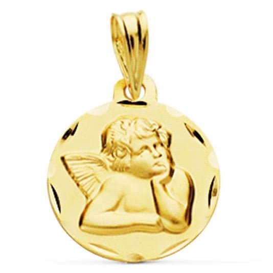 Medalla bebé oro ángel tallada - Joyeria Pepe Lozano