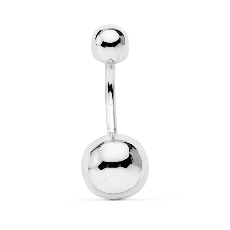 PRECIO POR UNIDAD Piercing para el ombligo de oro de ley 18k bola. La bola grande mide 8 mm de diámetro