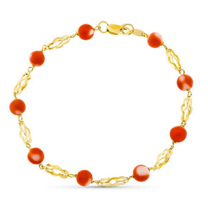 Pulsera de oro 18k coral