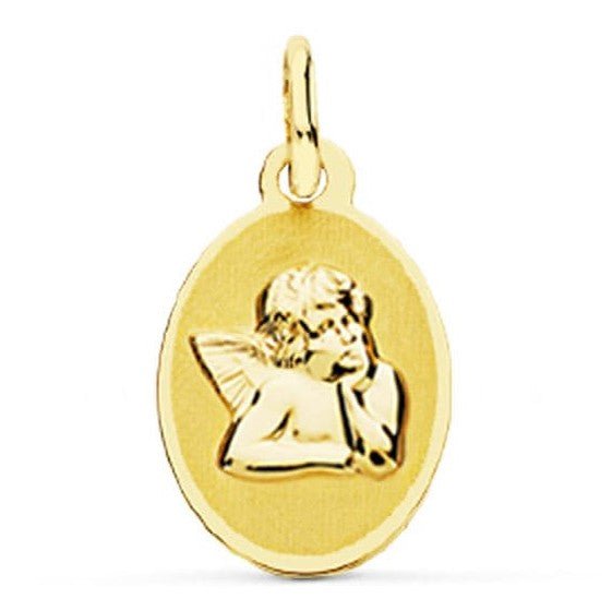 Medalla bebé oro ángel ovalada - Joyeria Pepe Lozano