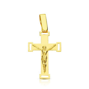 18K CRUZ CRISTO PLANA CALADA 20MM ALTO Y 13MM ANCHO