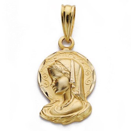 Medalla comunión oro virgen niña silueta