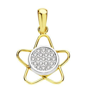 Colgante de oro de primera ley 18k en forma de flor con circonitas