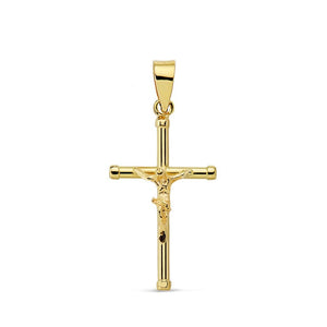 CRUZ CRISTO PALO LISO 1.5mm Mide 19mm de alto y 13 mm de ancho. Envío 24/48h incluido. ORO 18K