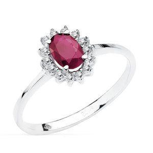 Anillo diamantes rubí pequeño - Joyeria Pepe Lozano