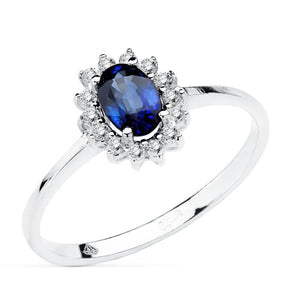 SORTIJA ORO BLANCO 18K CON ZAFIRO 0.62 QTS Y DIAMANTES 0.14 QTES