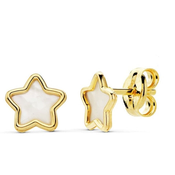 Par de pendientes de oro de ley 18k, cierre mariposa, miden 8x8mm