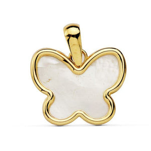 Colgante de oro y oro blanco de primera ley 18k en forma de mariposa