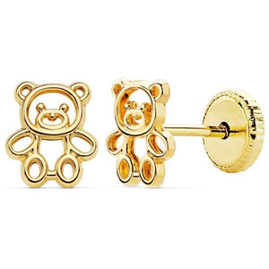 Par de pendientes de oro de ley 18k en forma de osito