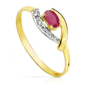 Anillo de oro de ley 18k con detalle de piedra roja