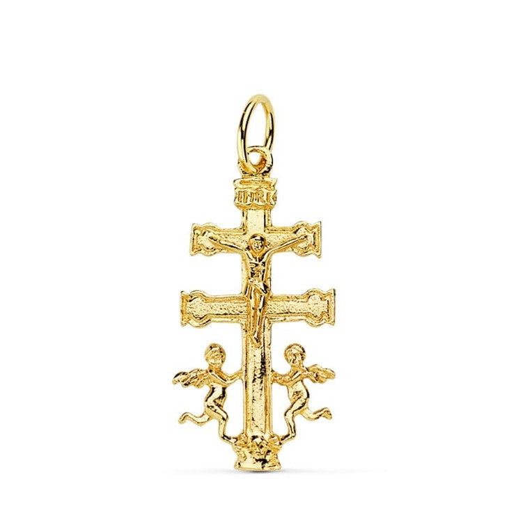 Cruz de caravaca de oro de ley para colgar