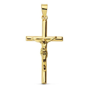18K CRUZ CRISTO PALO REDONDO. 26X14 MM