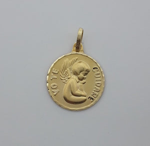 Medalla bebé oro ángel de la (2 tamaños) - Joyeria Pepe Lozano