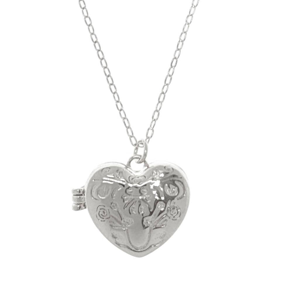 Colgante para guardar fotos, de plata de ley en forma de corazón con grabados