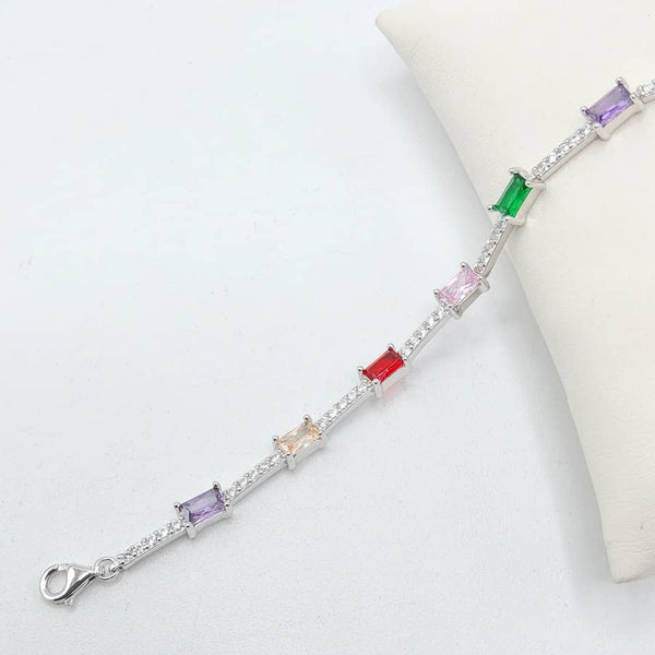 Pulsera plata piedras colores Joyeria Pepe Lozano