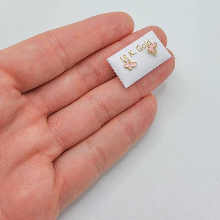 Par de pendientes de oro de ley 18k con esmalte