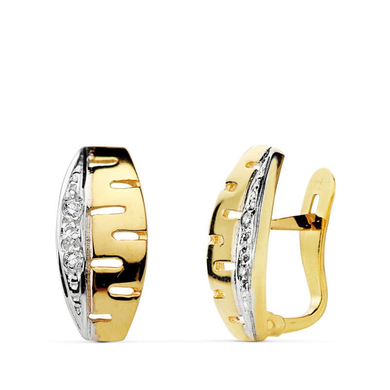 Pendientes de oro 18k de niña para comunión bicolor.