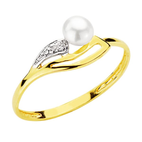 anillo Conjunto oro perla comunión 20693