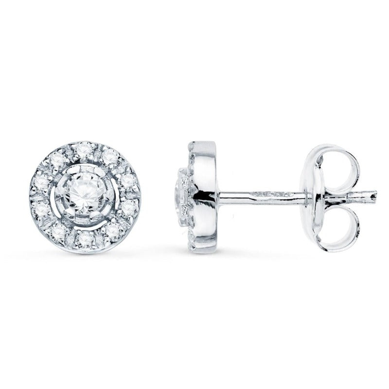Pendientes oro blanco redondo - Joyeria Pepe Lozano