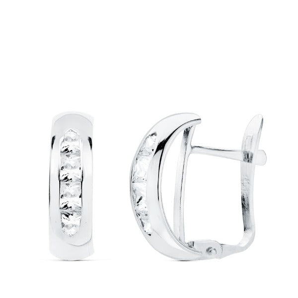 Par de pendientes de oro blanco de ley 18k con circonitas
